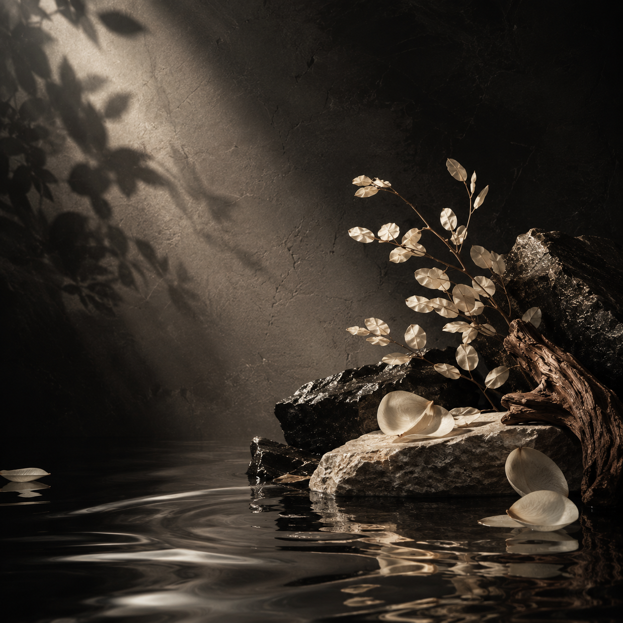 Euphoric's black and gold botanical brand setting